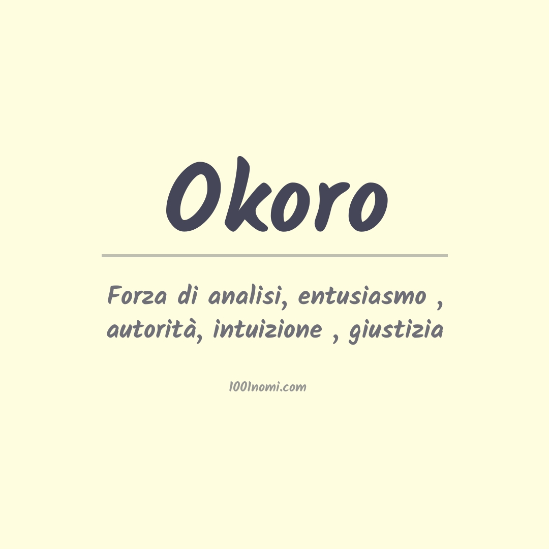 Significato del nome Okoro
