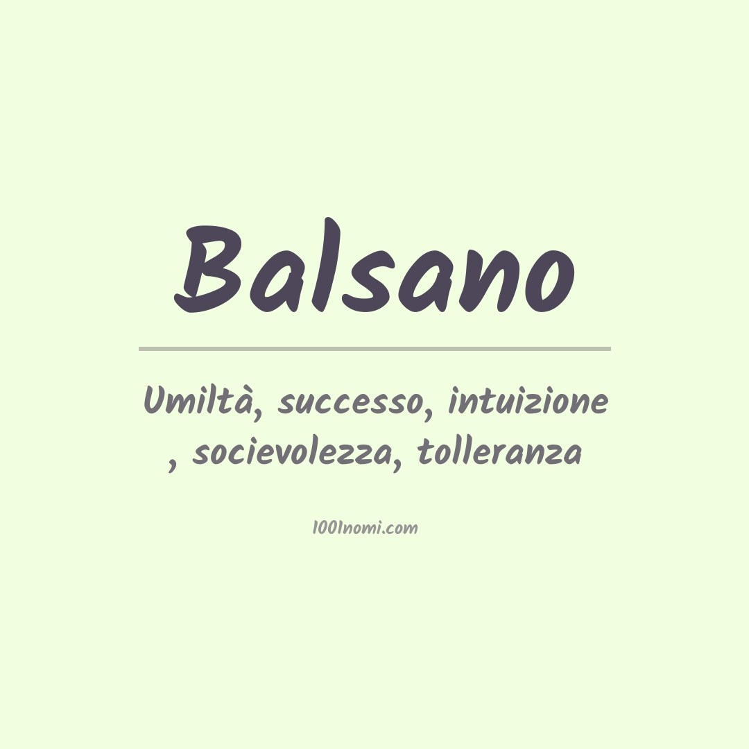 Significato del nome Balsano