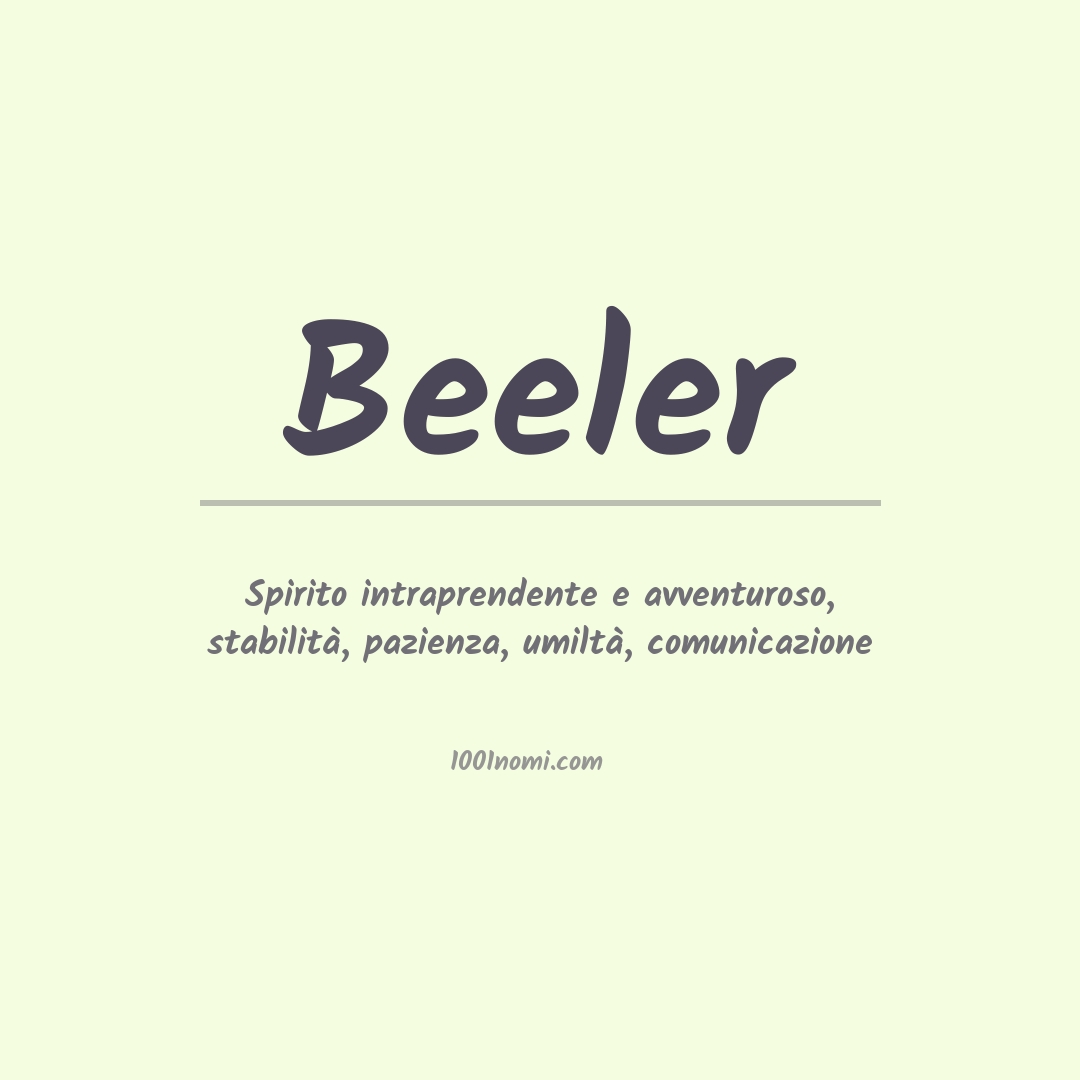 Significato del nome Beeler