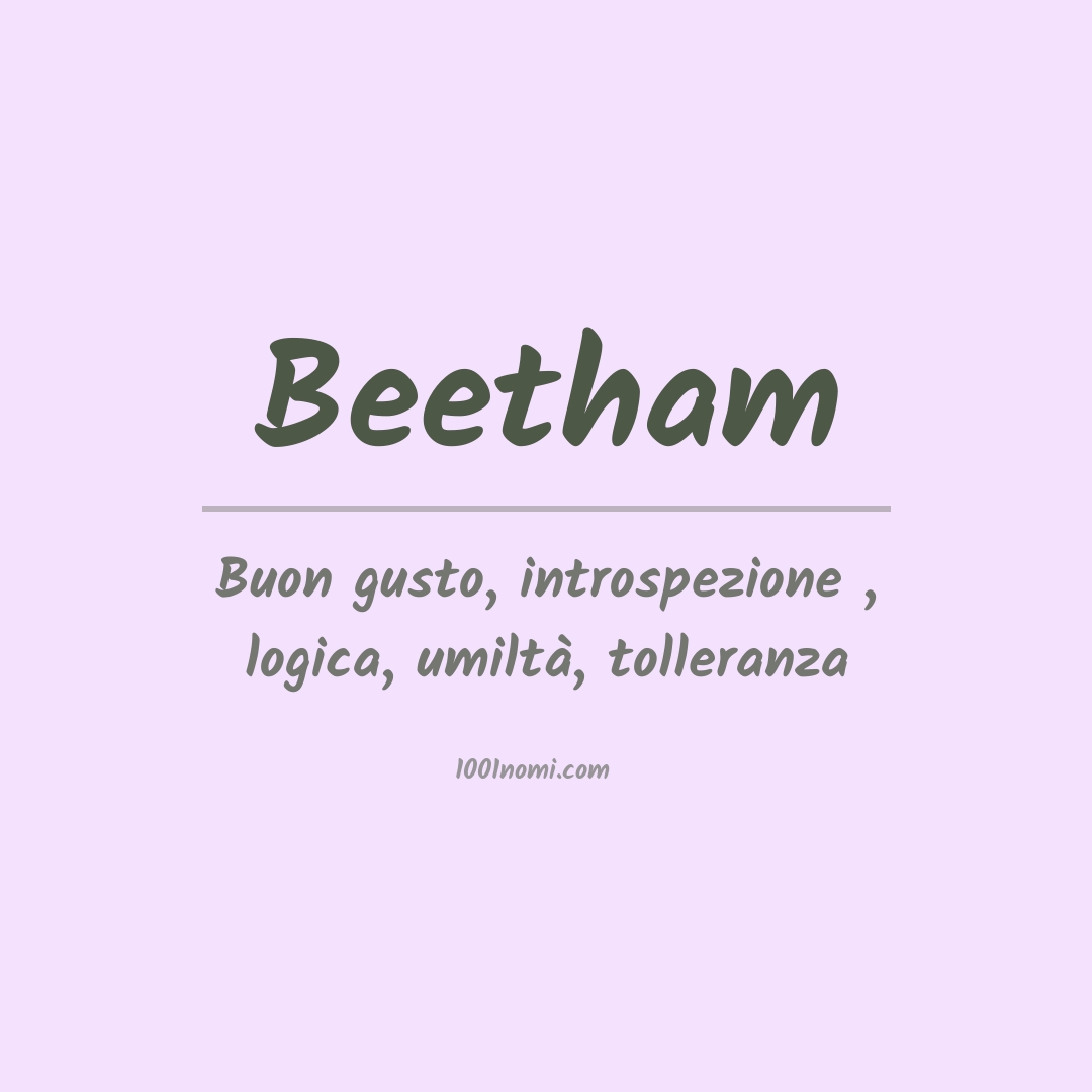 Significato del nome Beetham