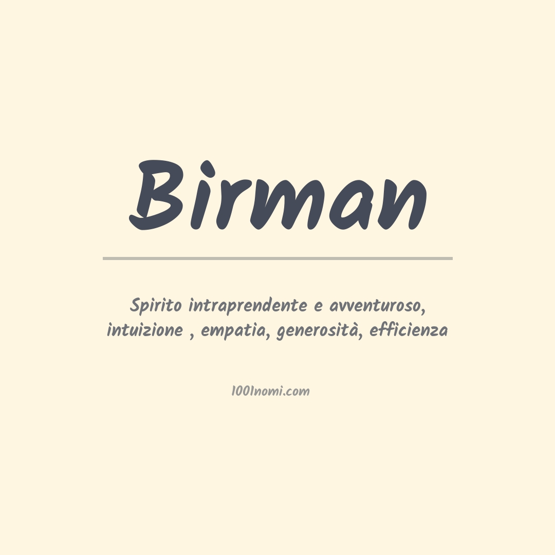 Significato del nome Birman