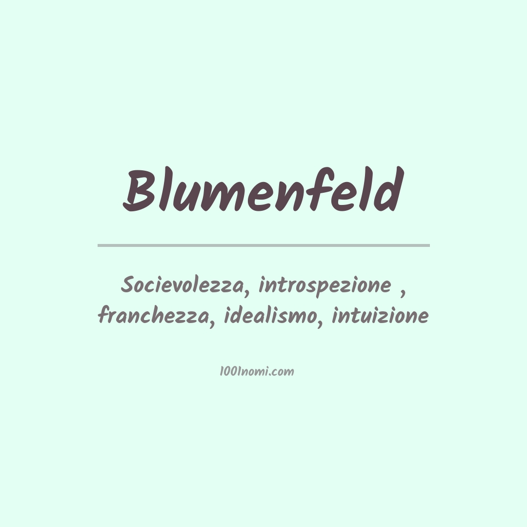 Significato del nome Blumenfeld
