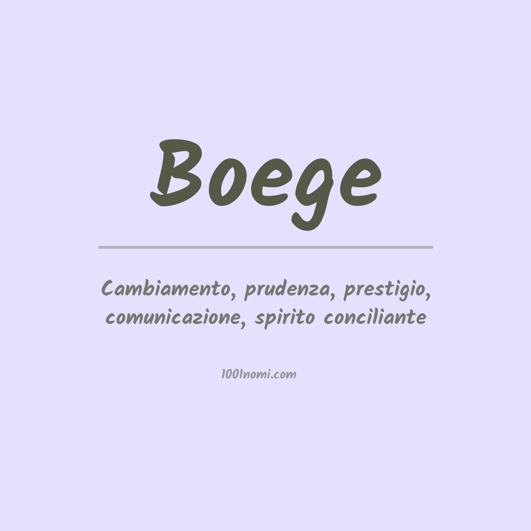 Significato del nome Boege