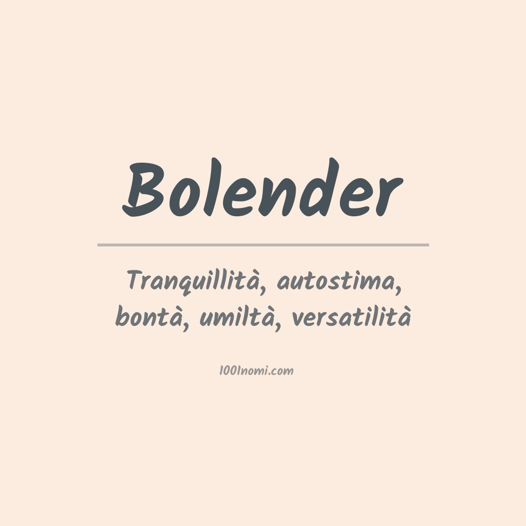 Significato del nome Bolender