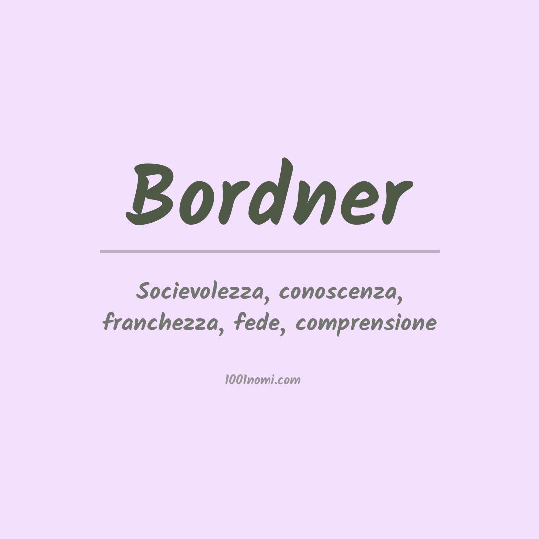 Significato del nome Bordner