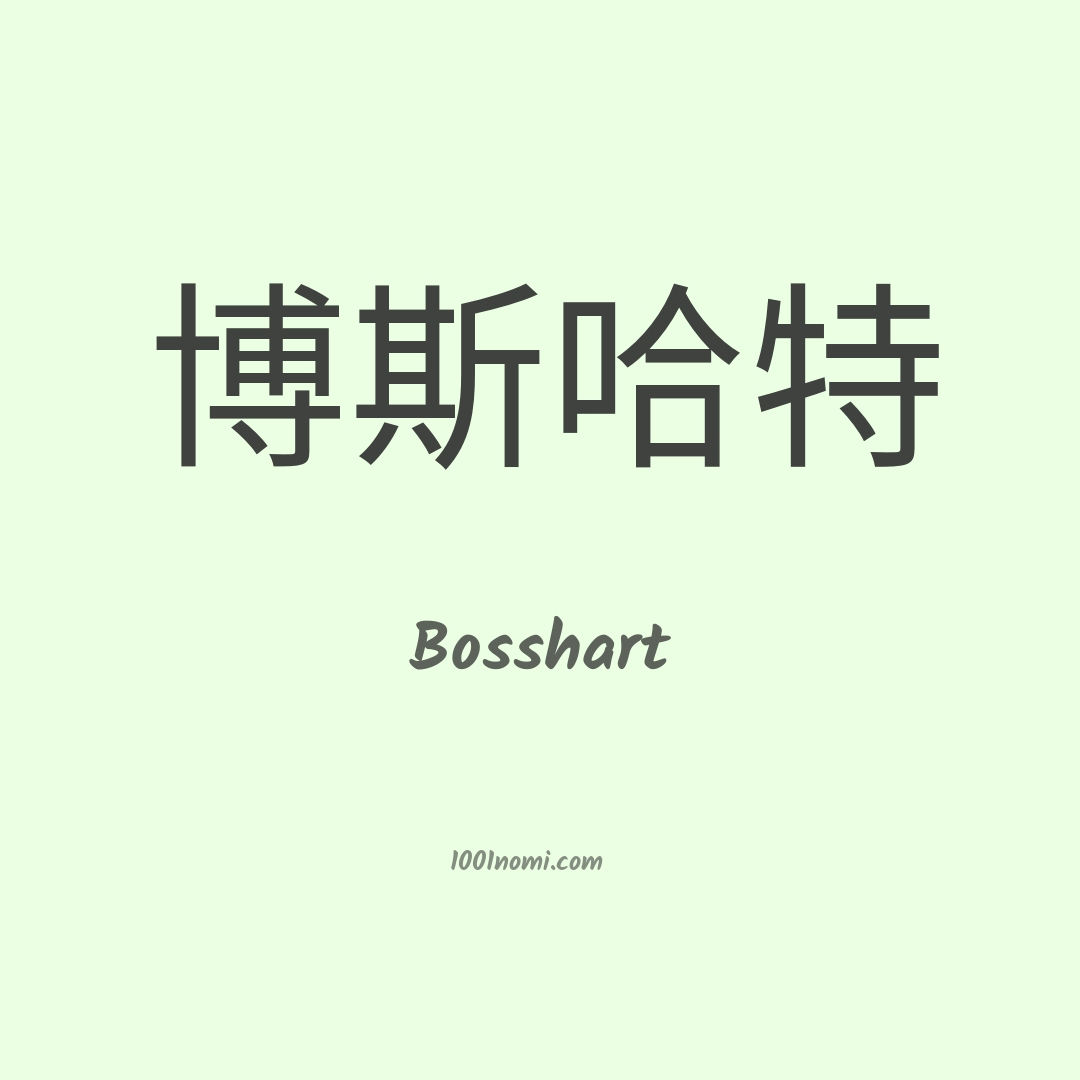 Bosshart in cinese Bosshart in cinese