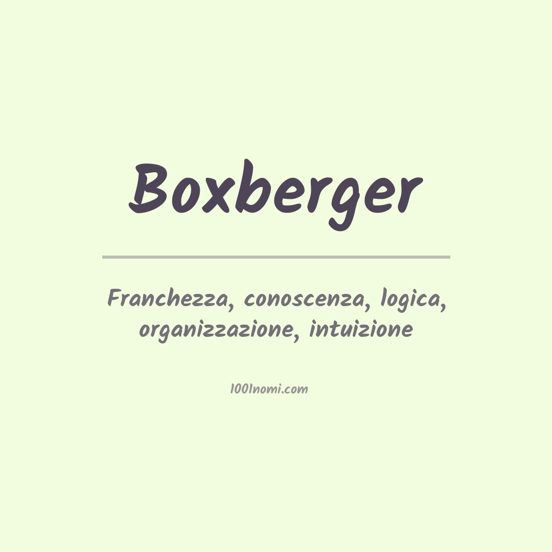 Significato del nome Boxberger