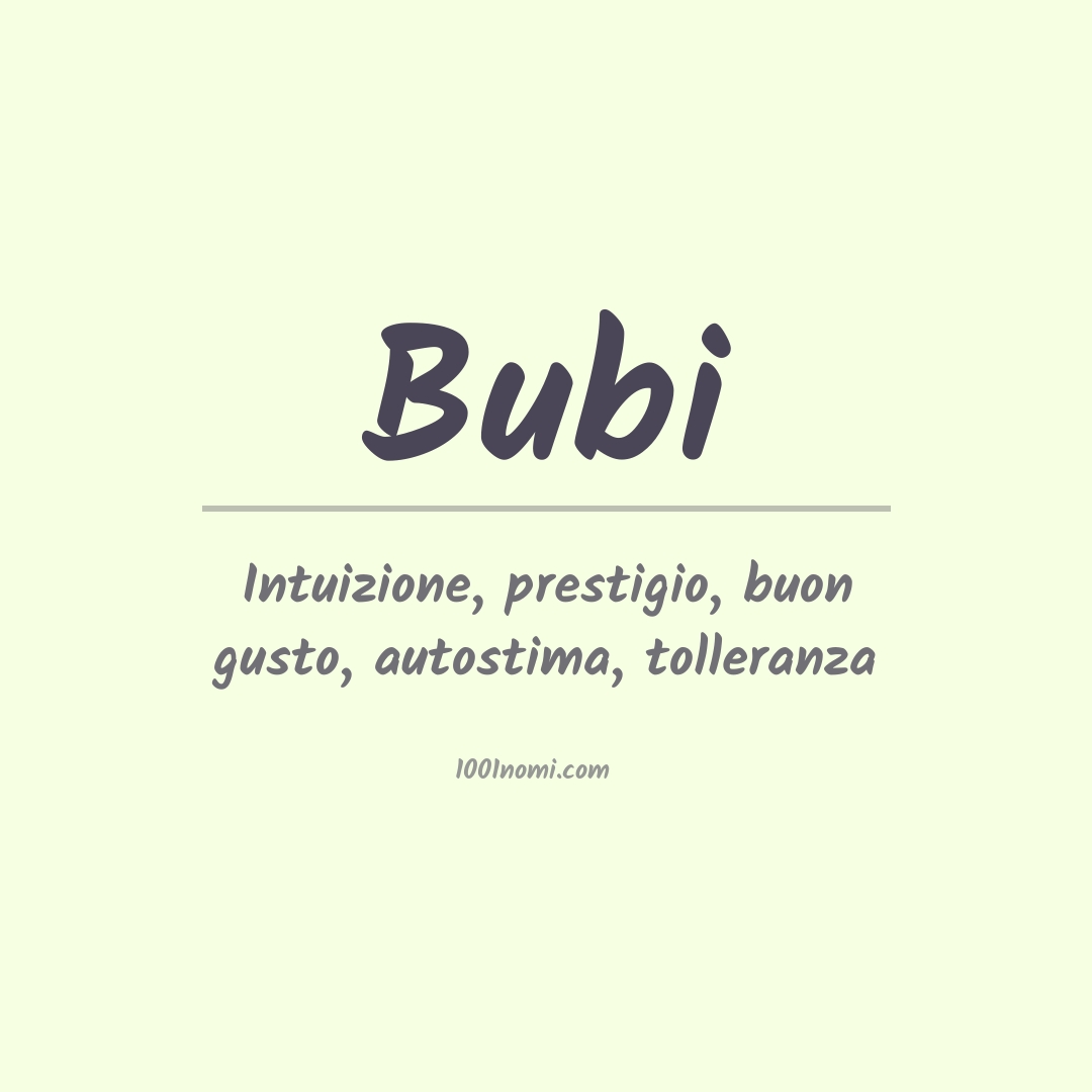 Significato del nome Bubi