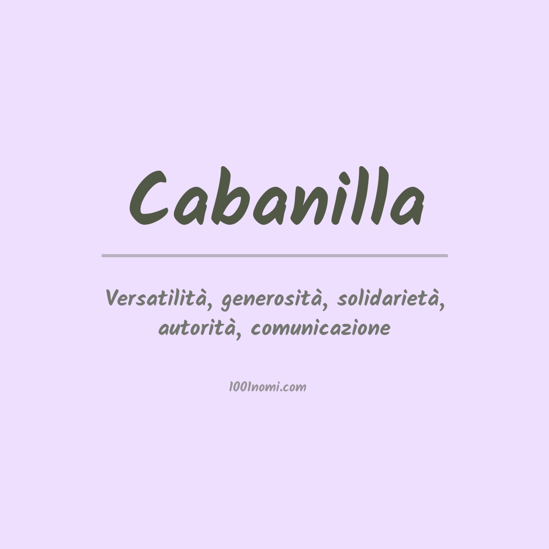 Significato del nome Cabanilla