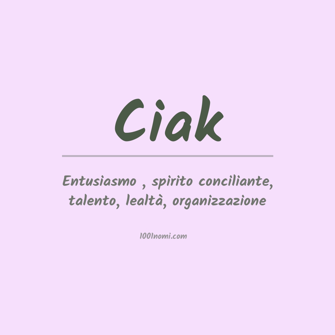 Significato del nome Ciak