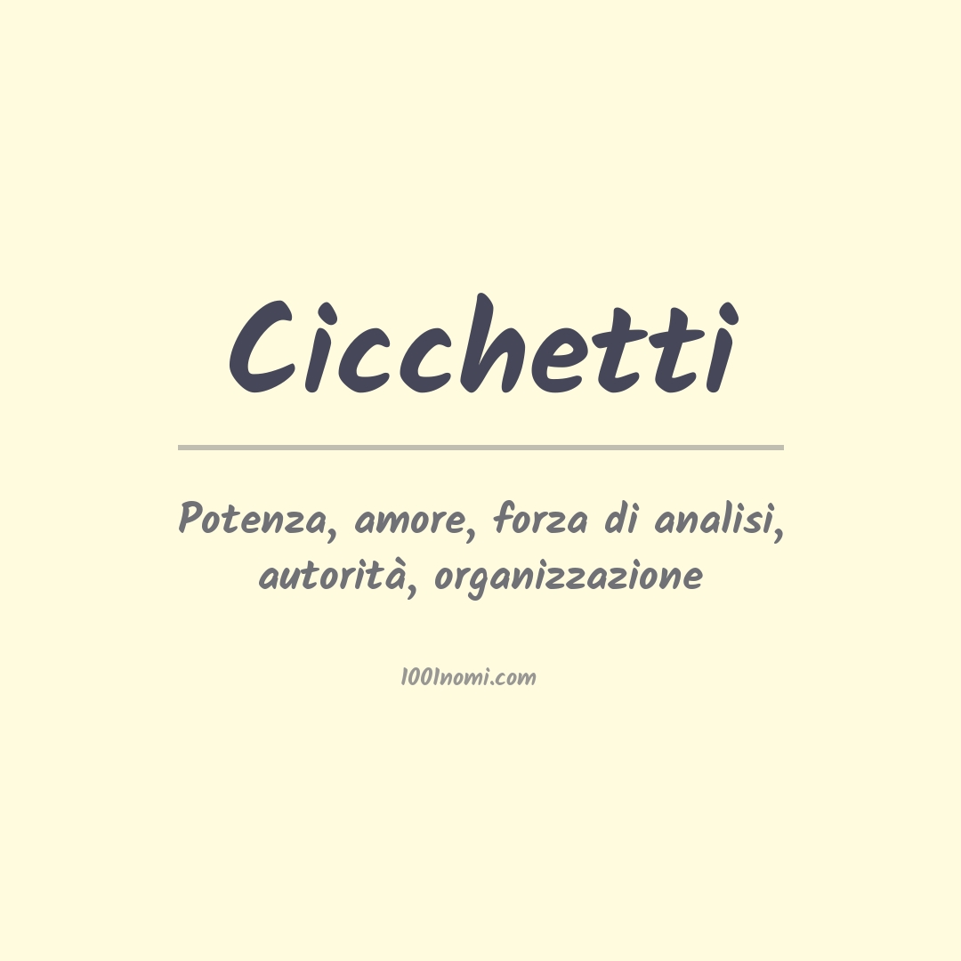 Significato del nome Cicchetti