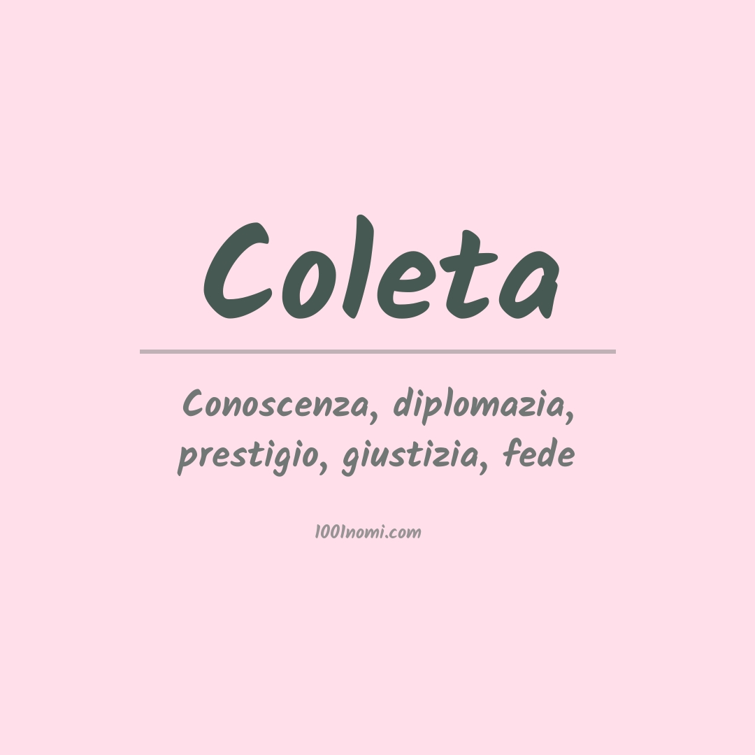 Significato del nome Coleta Significato del nome Coleta