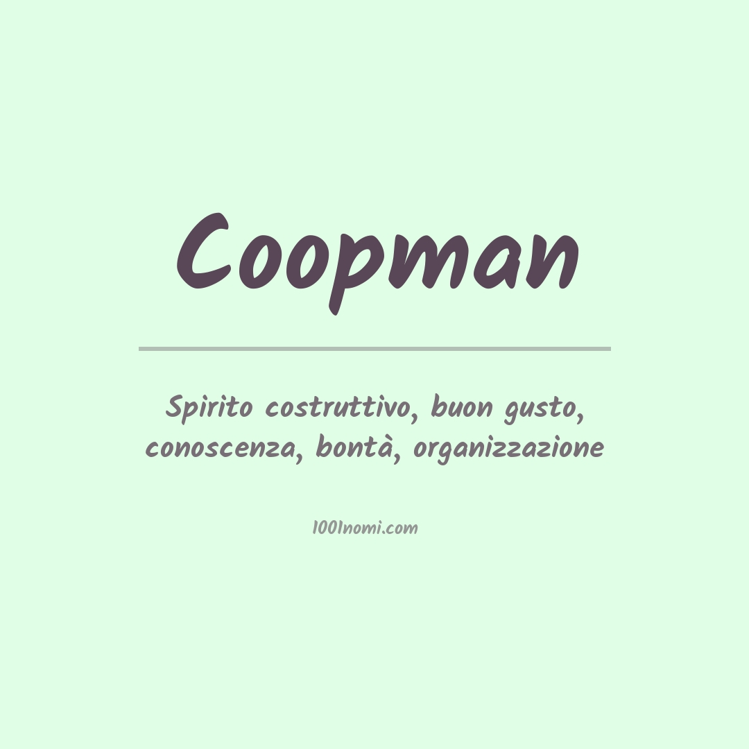 Significato del nome Coopman