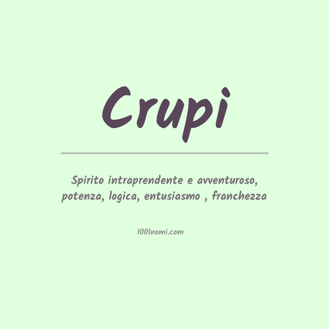 Significato del nome Crupi Significato del nome Crupi