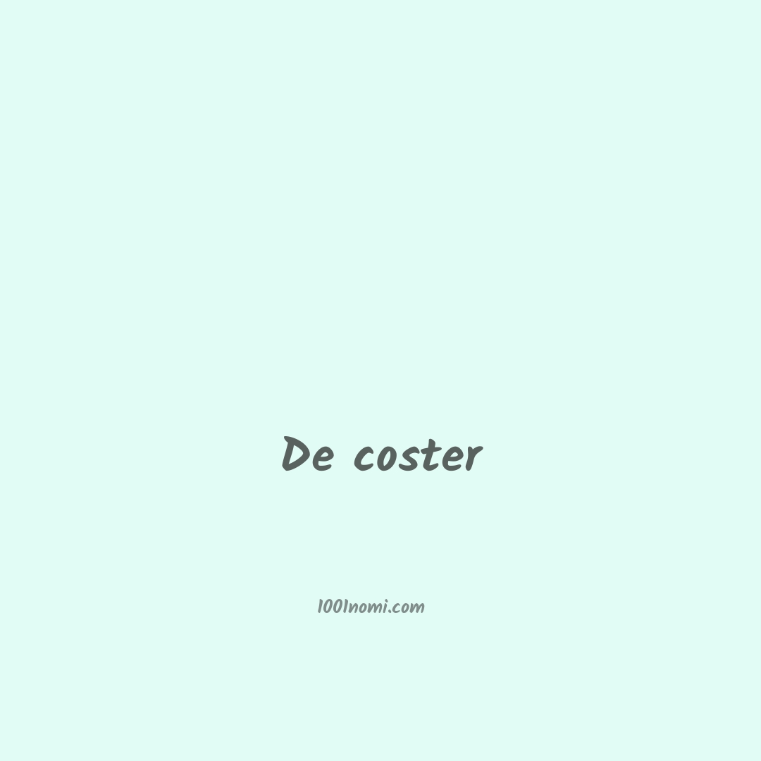 De coster in cinese De coster in cinese