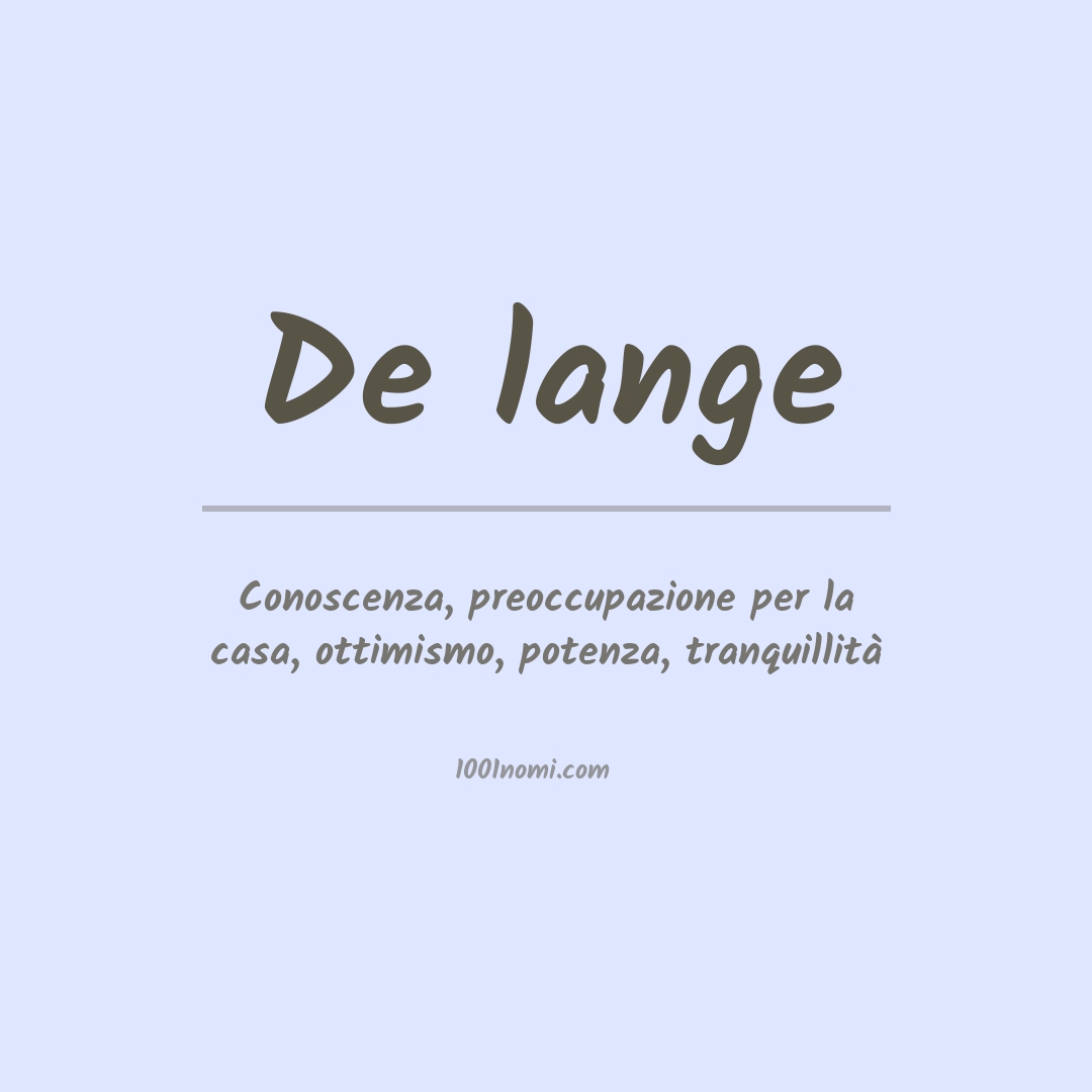 Significato del nome De lange