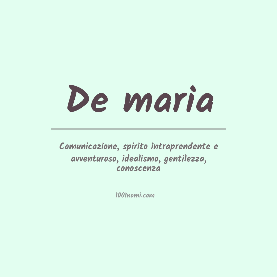 Significato del nome De maria