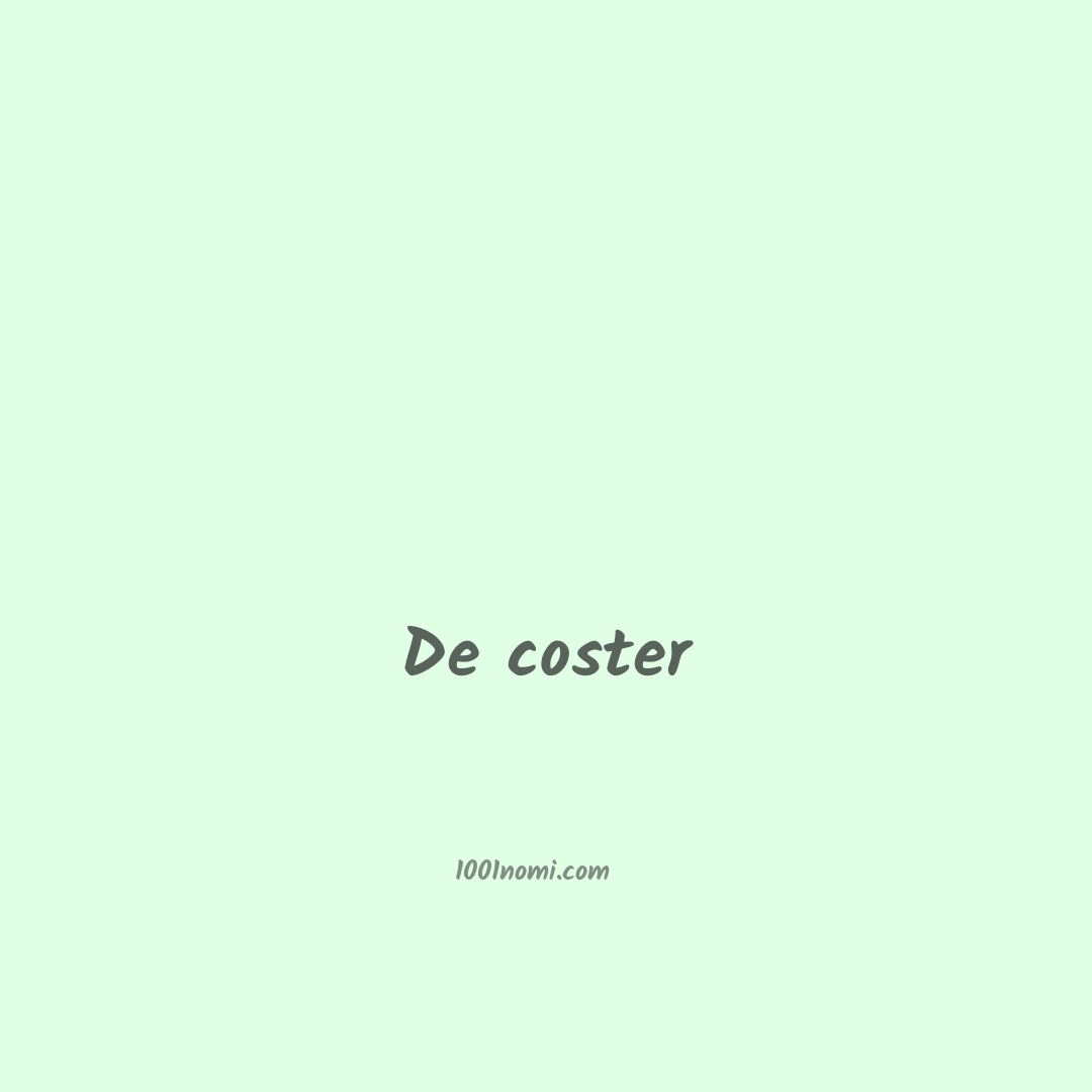 De coster in cinese De coster in cinese