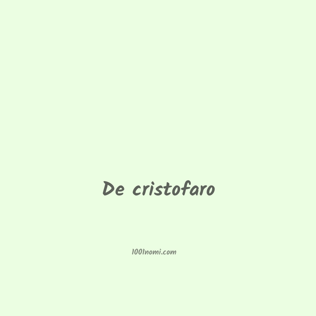 De cristofaro in cinese De cristofaro in cinese