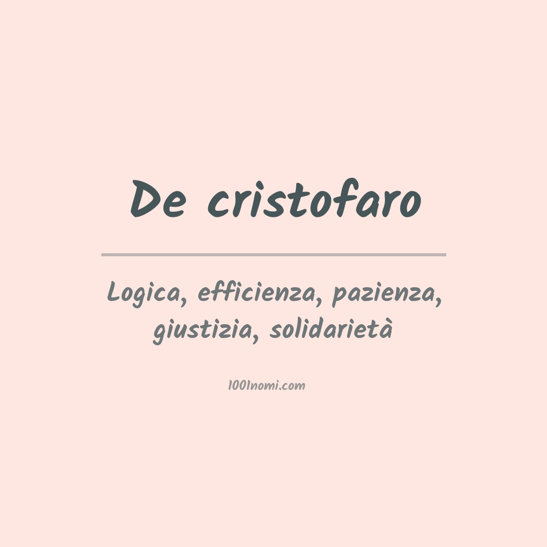 Significato del nome De cristofaro Significato del nome De cristofaro