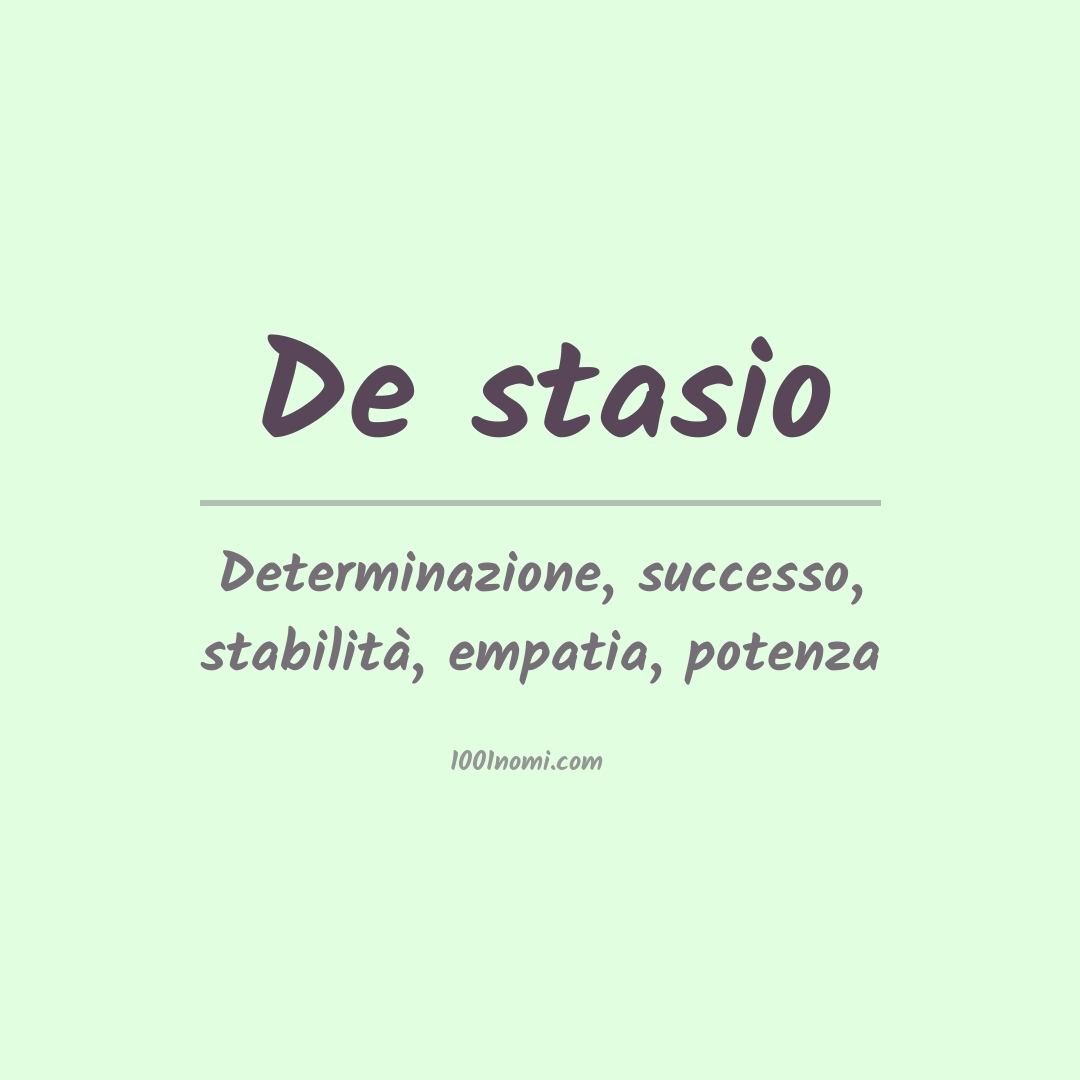 Significato del nome De stasio