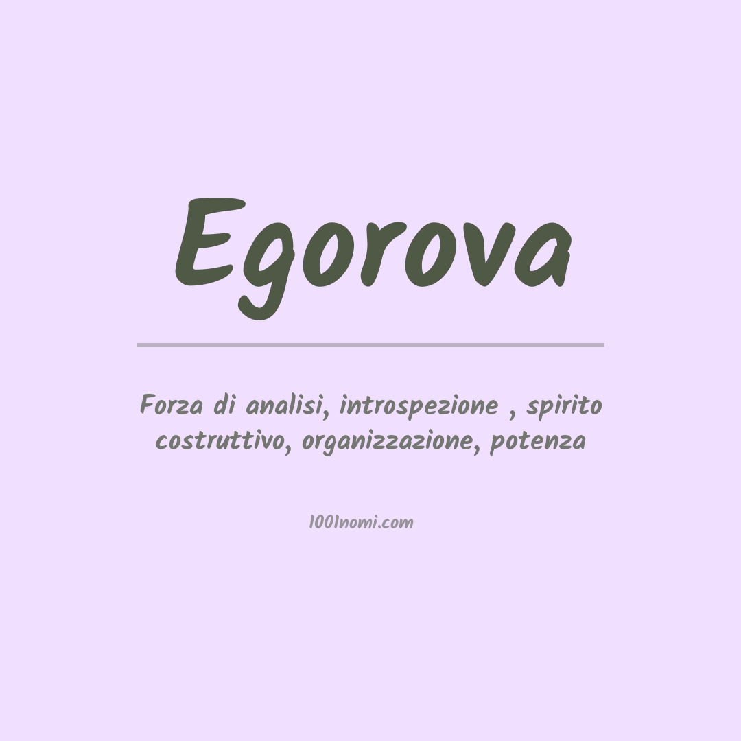 Significato del nome Egorova