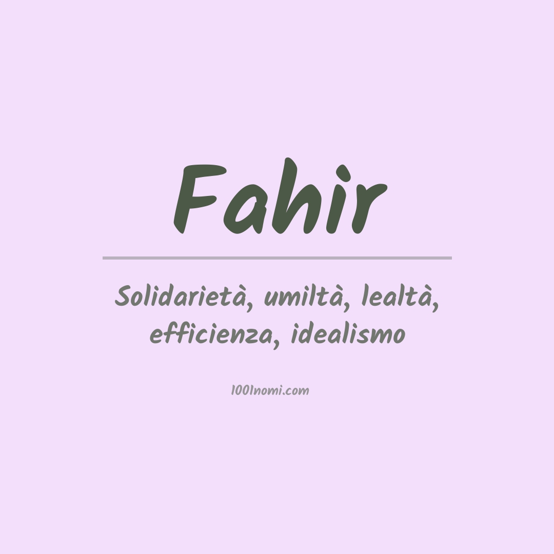 Significato del nome Fahir