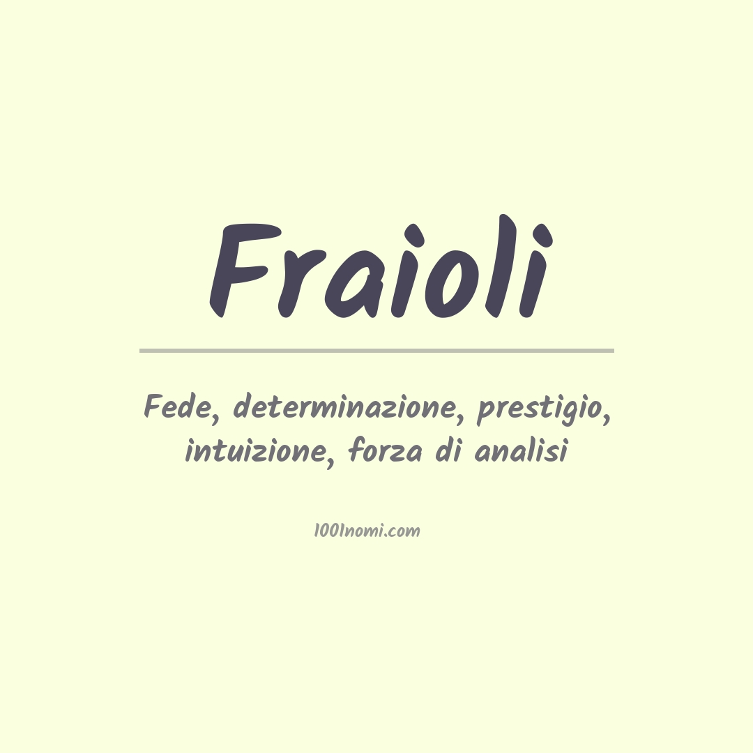 Significato del nome Fraioli Significato del nome Fraioli