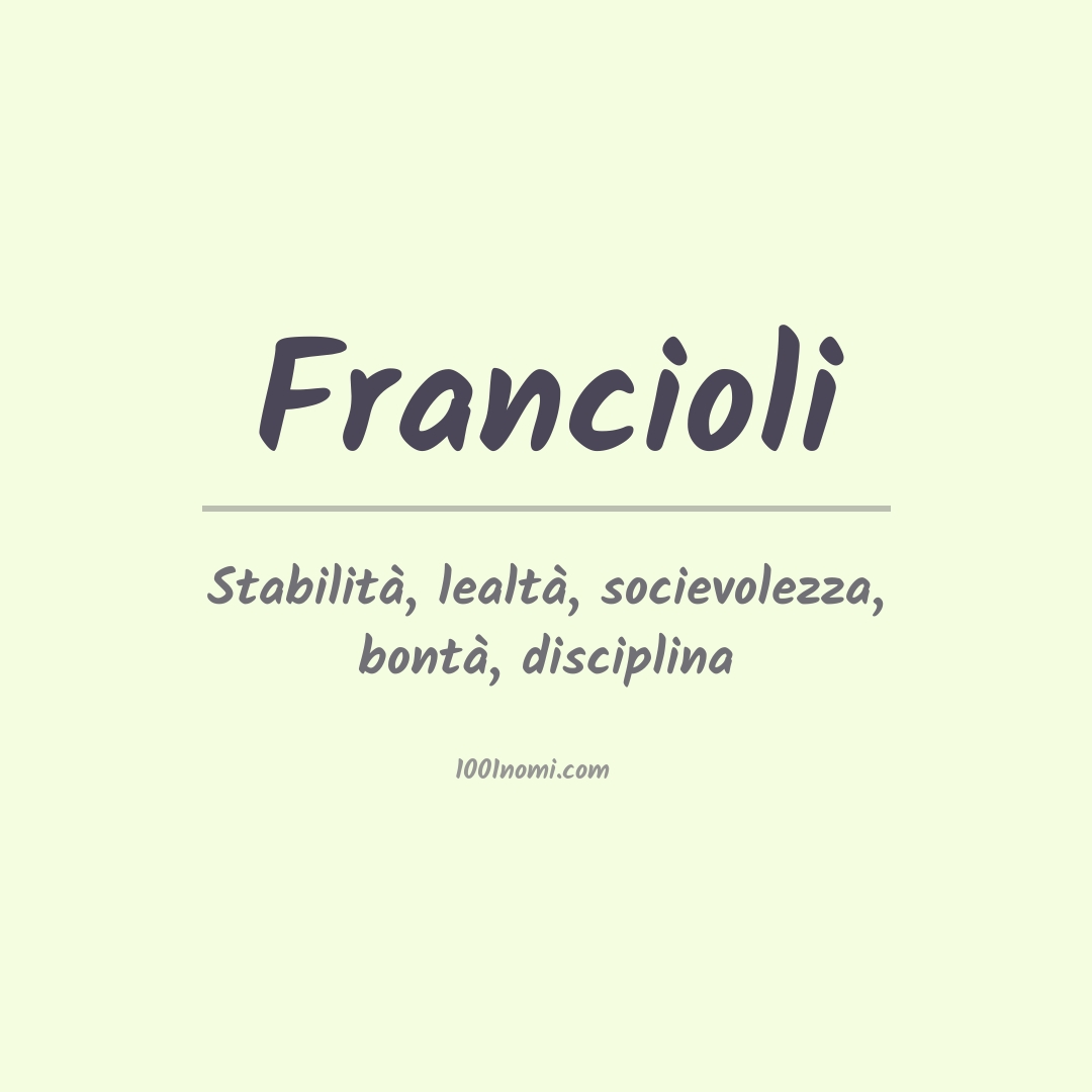 Significato del nome Francioli Significato del nome Francioli