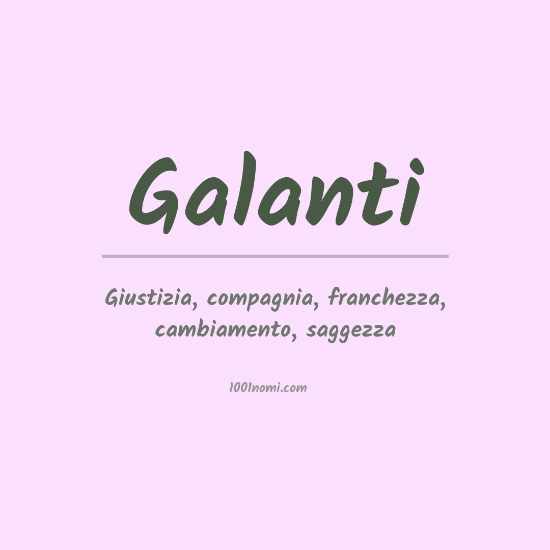 Significato del nome Galanti