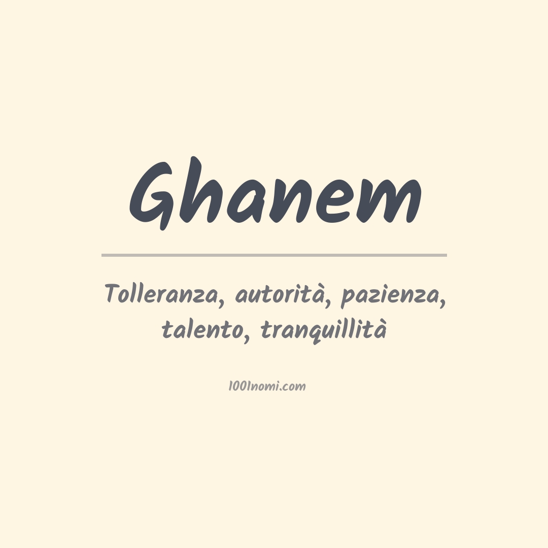 Significato del nome Ghanem