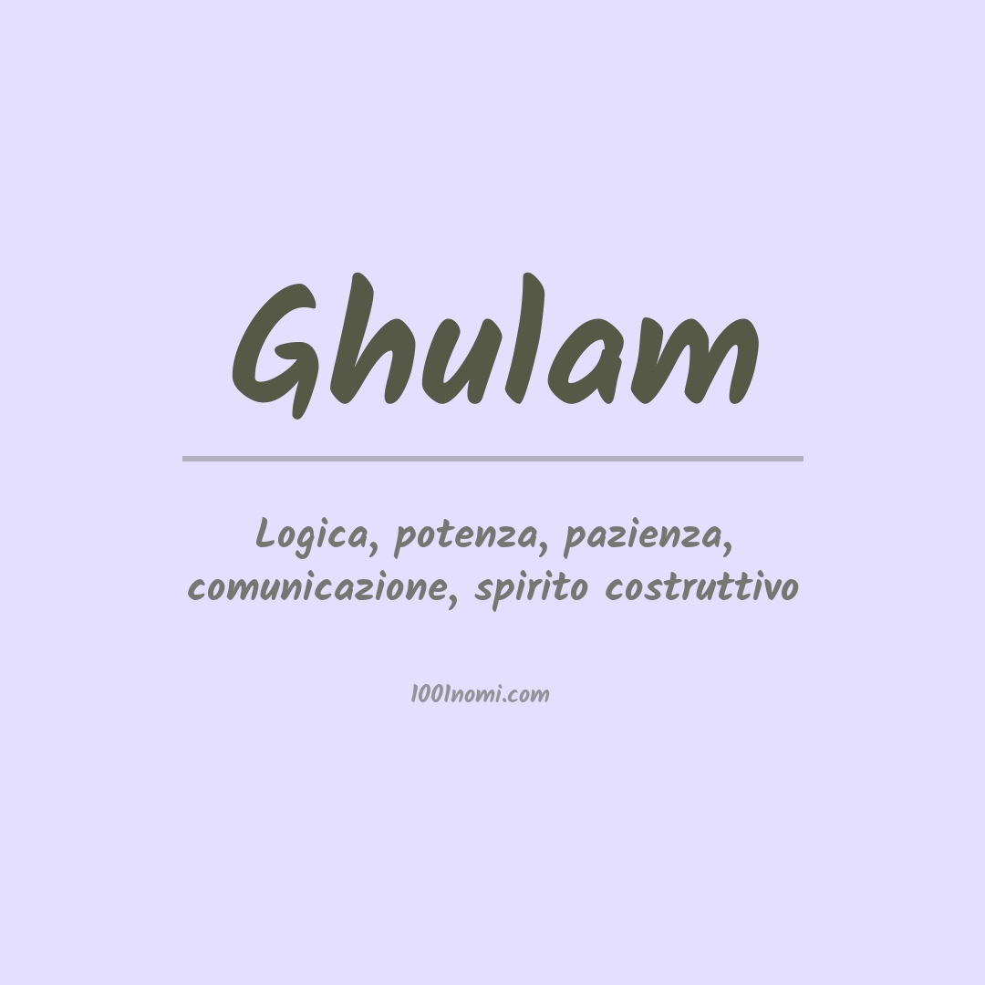 Significato del nome Ghulam