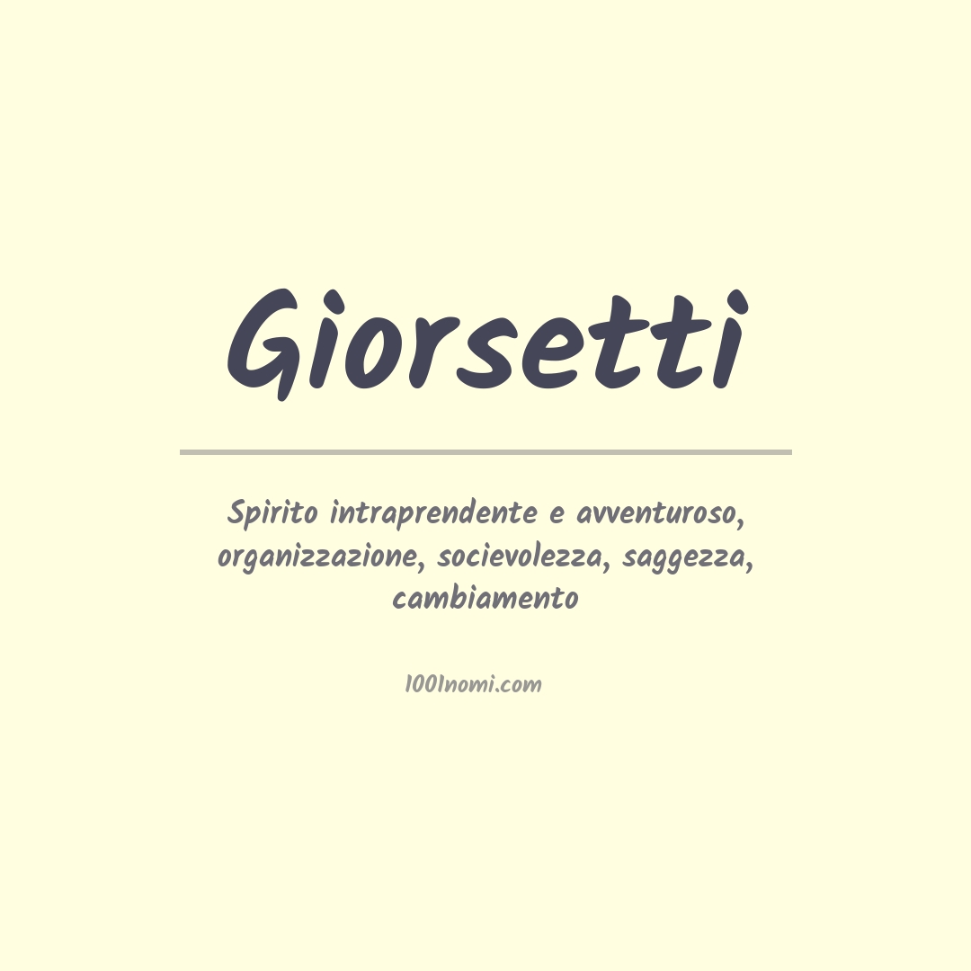 Significato del nome Giorsetti Significato del nome Giorsetti