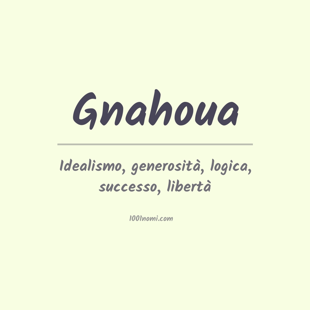Significato del nome Gnahoua Significato del nome Gnahoua