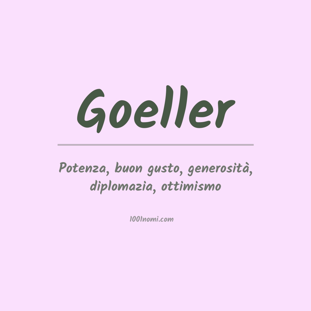 Significato del nome Goeller