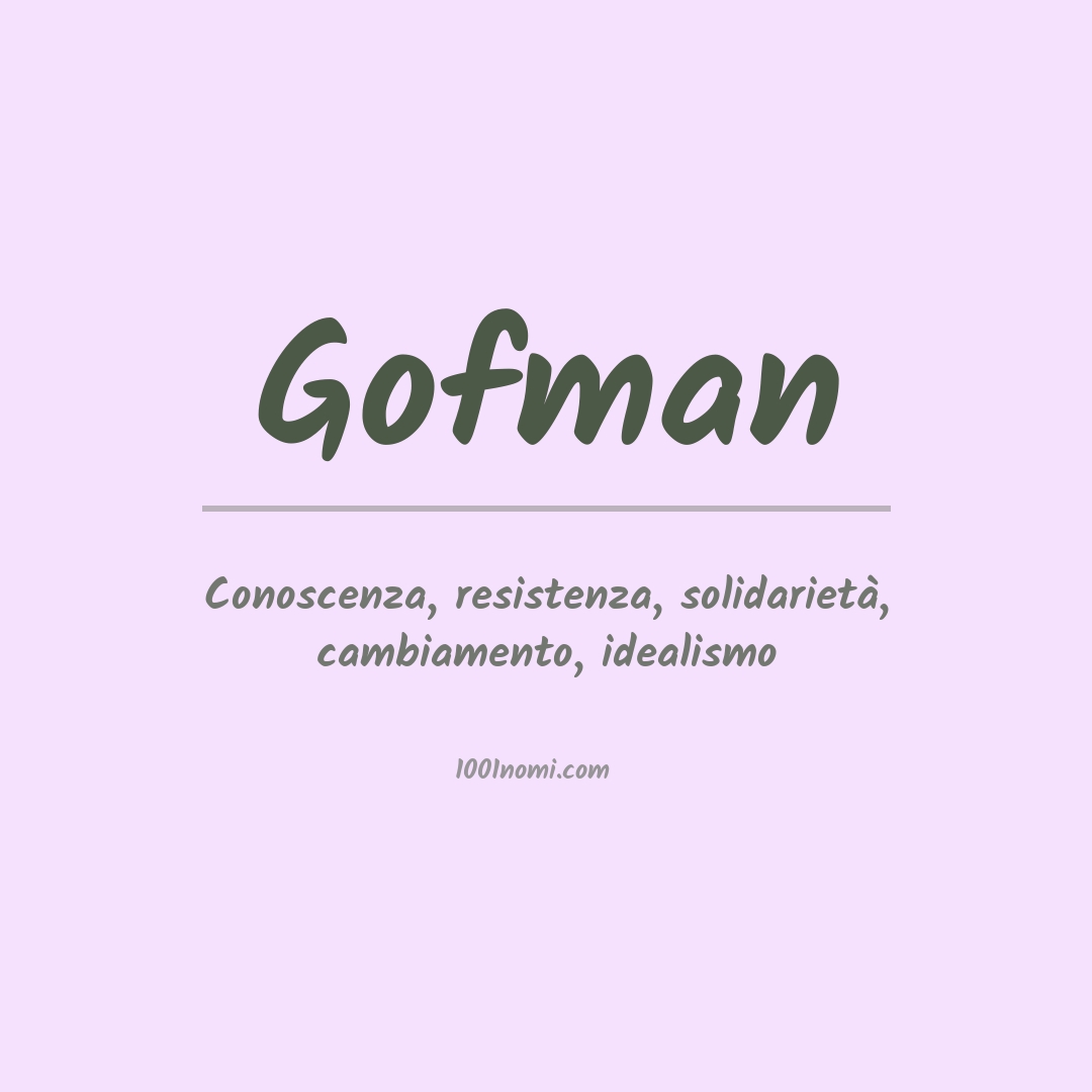 Significato del nome Gofman