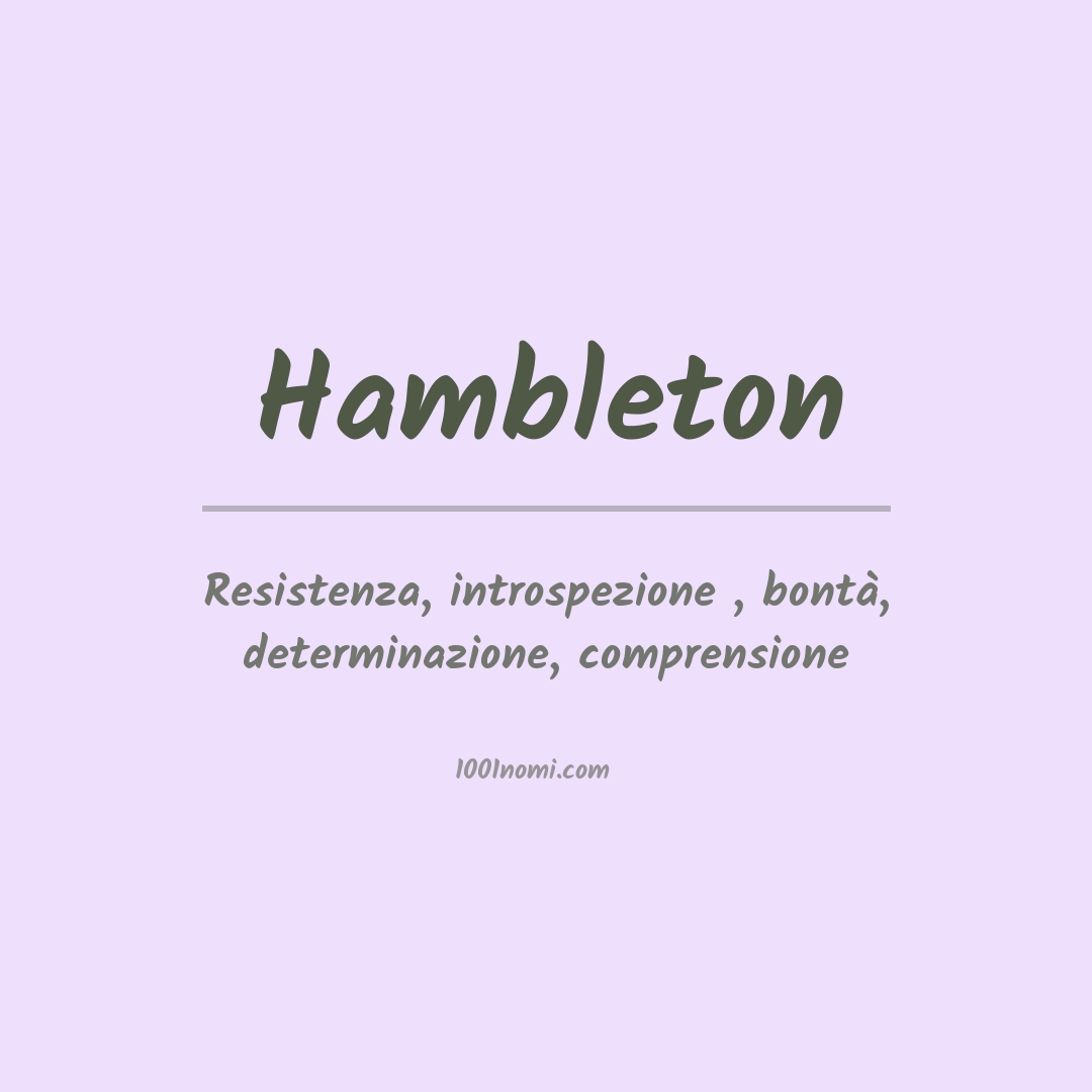 Significato del nome Hambleton