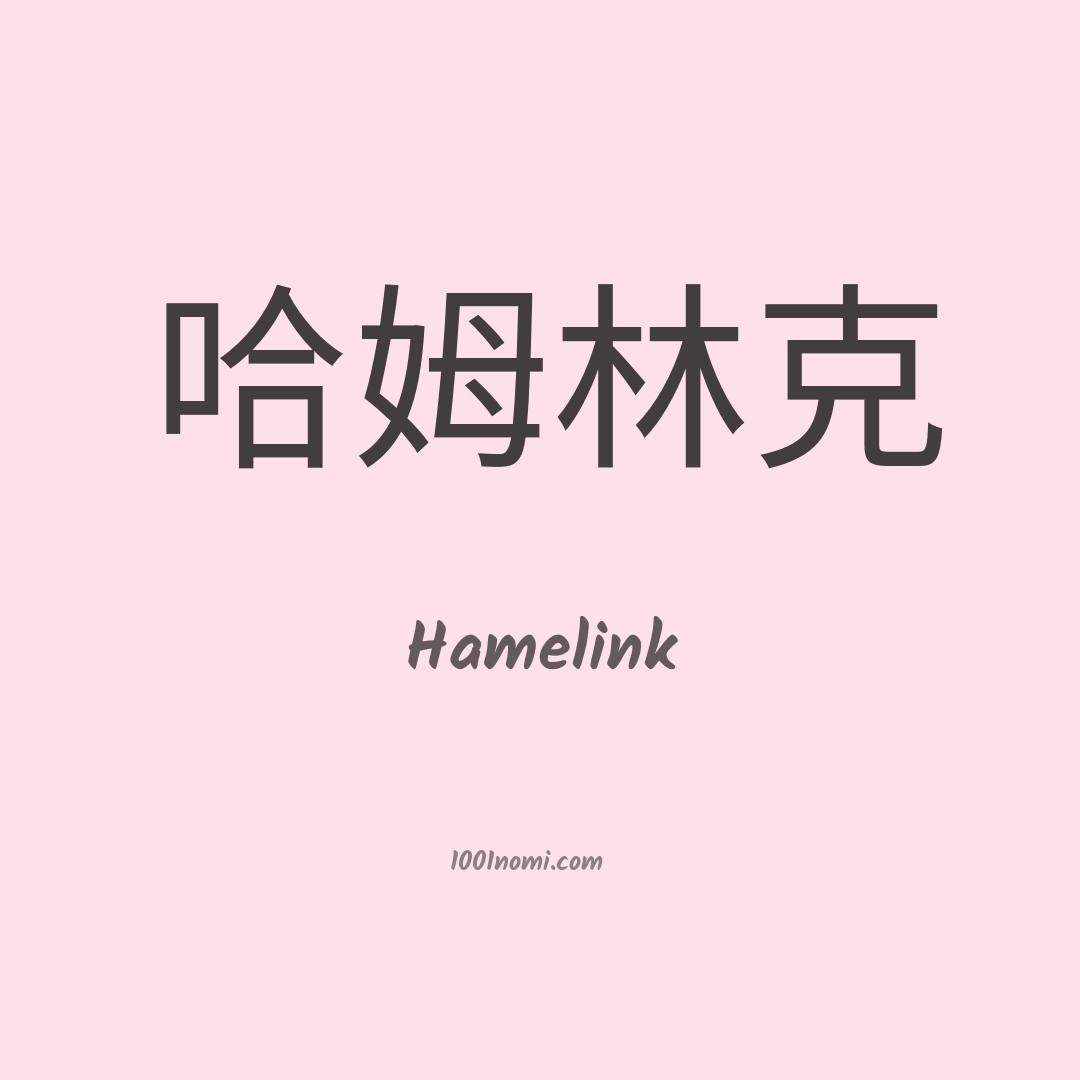 Hamelink in cinese Hamelink in cinese