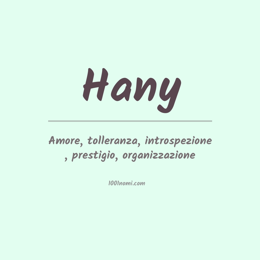 Significato del nome Hany