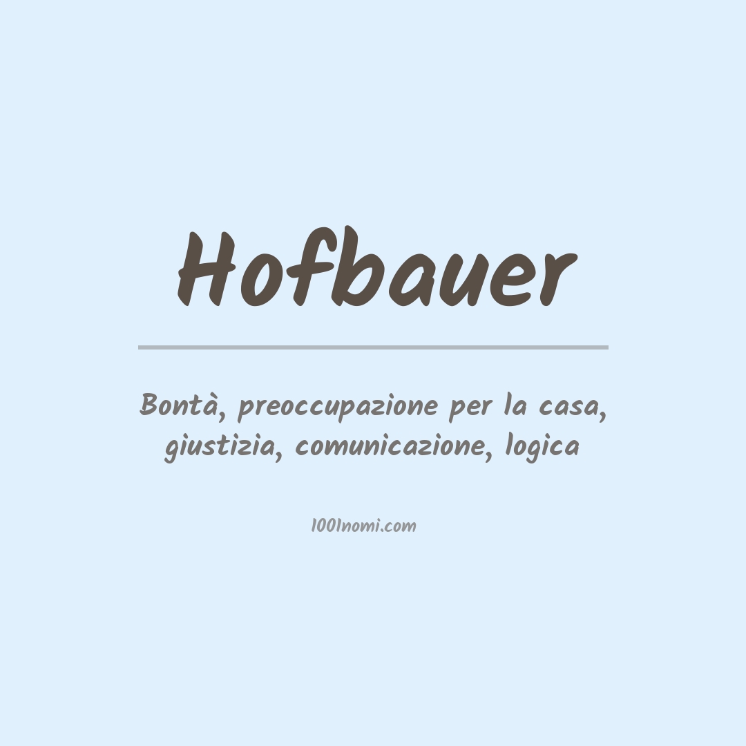 Significato del nome Hofbauer