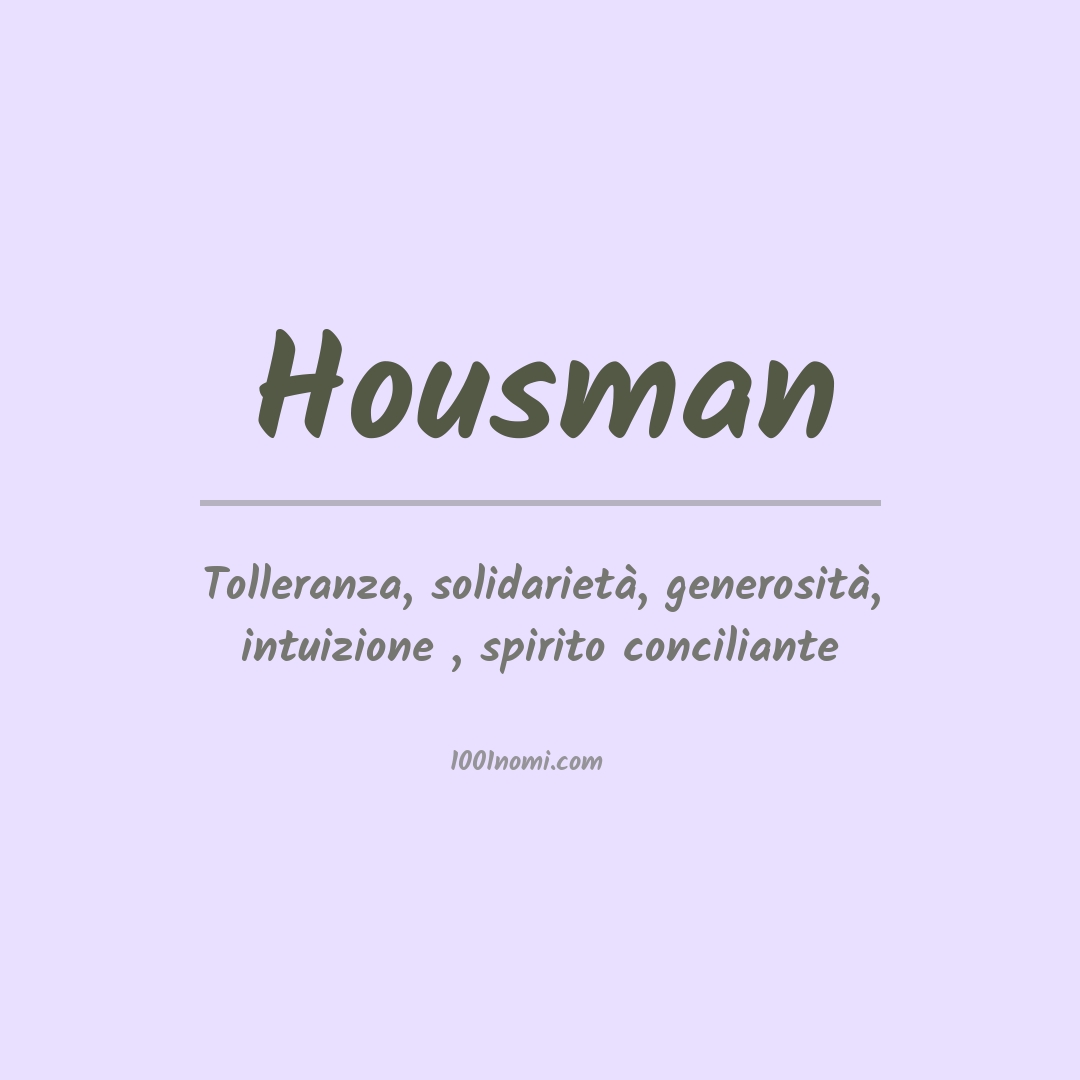 Significato del nome Housman