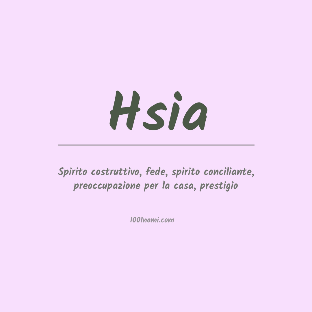 Significato del nome Hsia