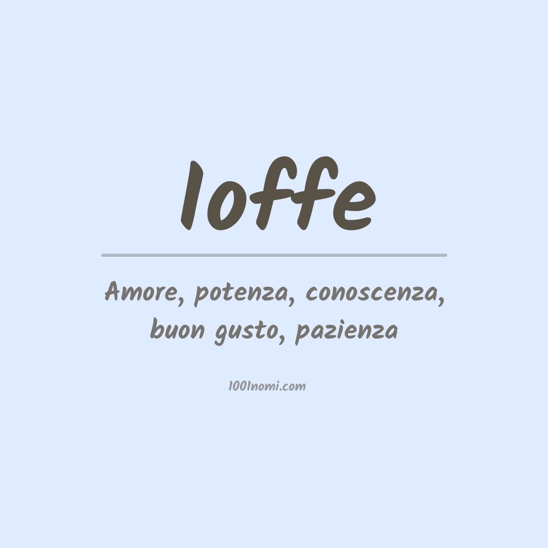 Significato del nome Ioffe