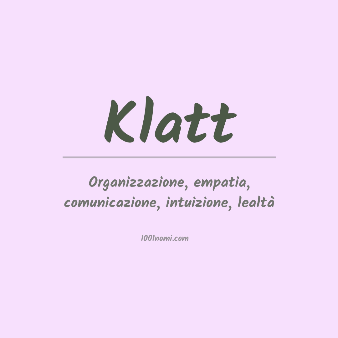 Significato del nome Klatt