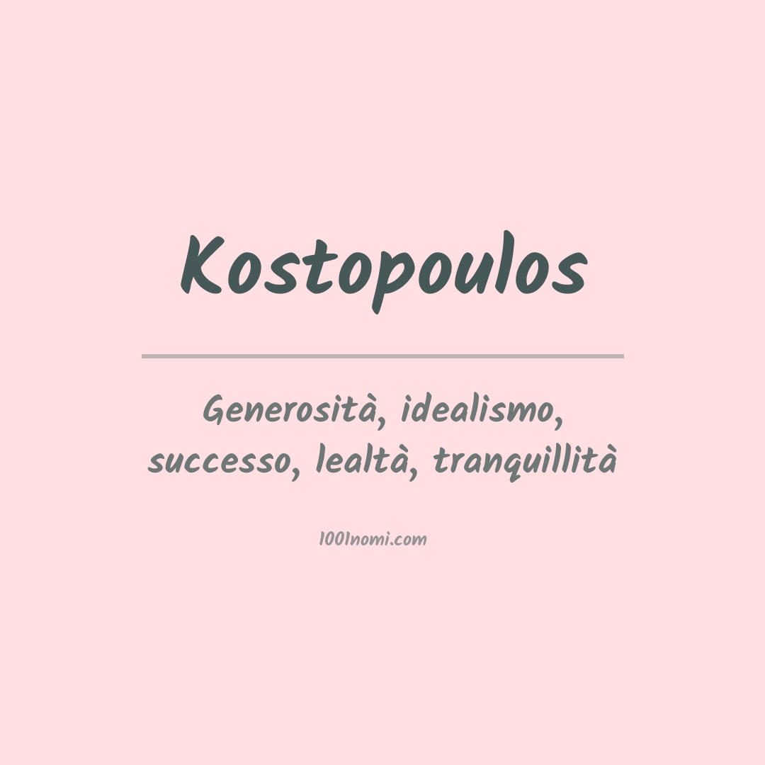 Significato del nome Kostopoulos