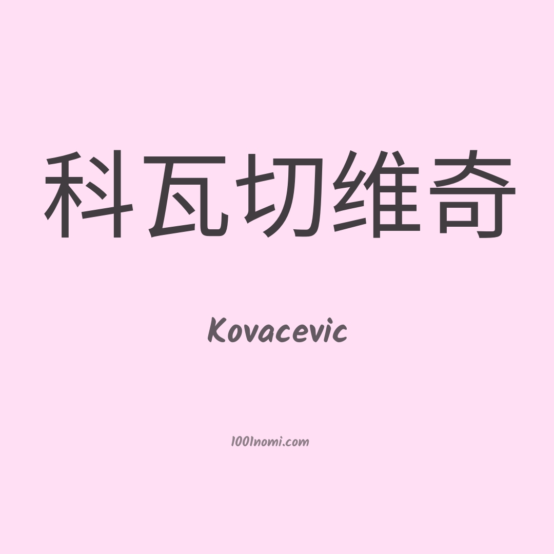 Kovacevic in cinese Kovacevic in cinese