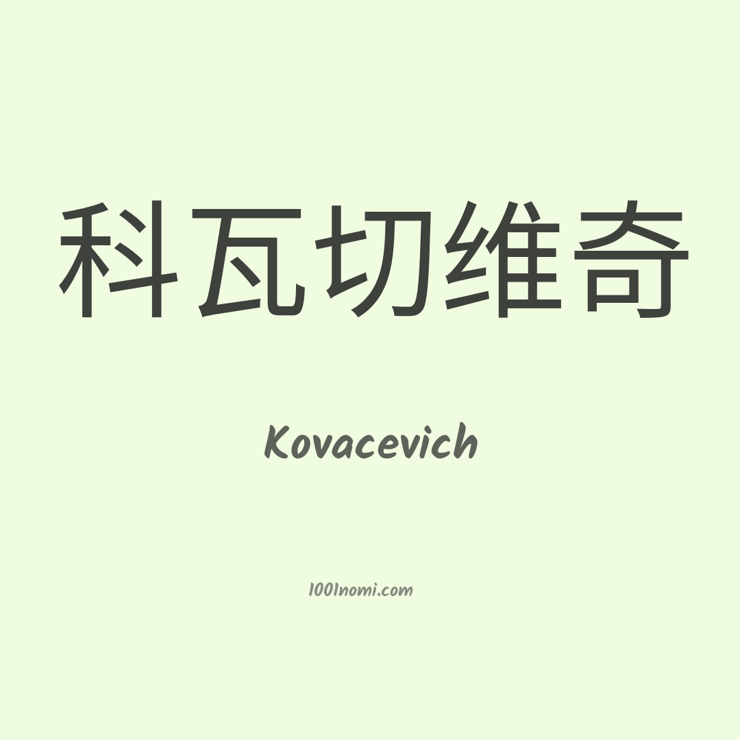 Kovacevich in cinese Kovacevich in cinese