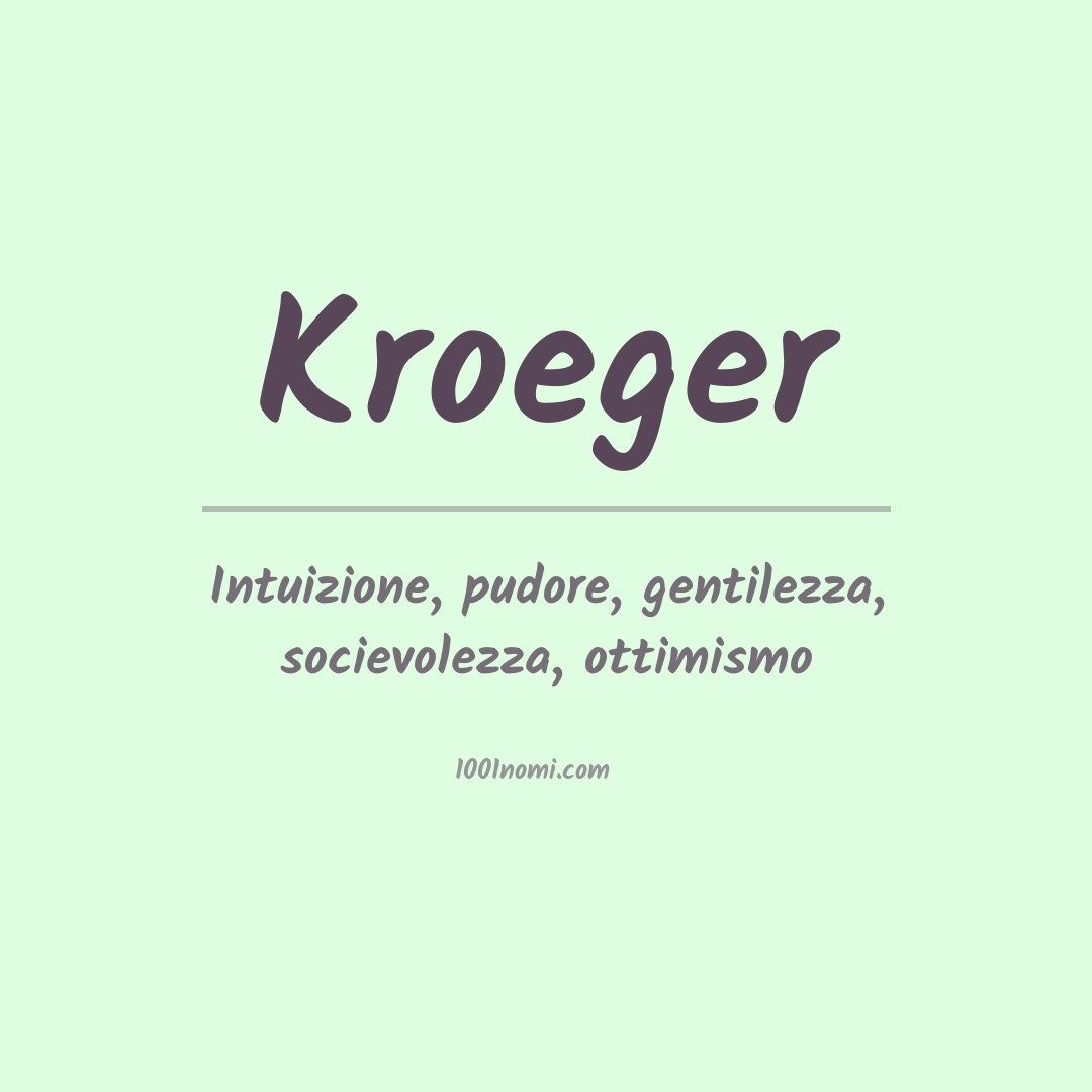 Significato del nome Kroeger