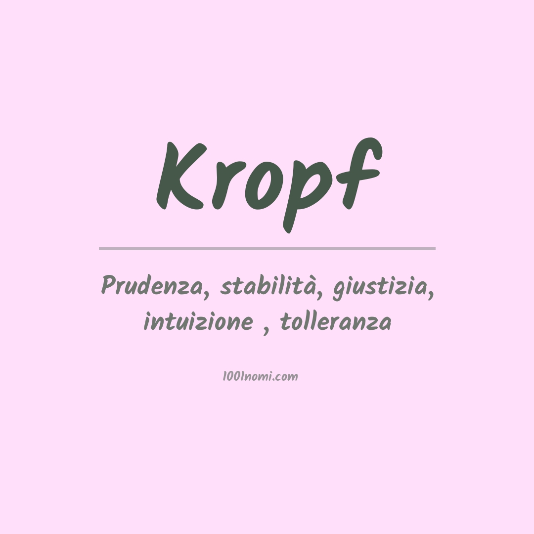 Significato del nome Kropf