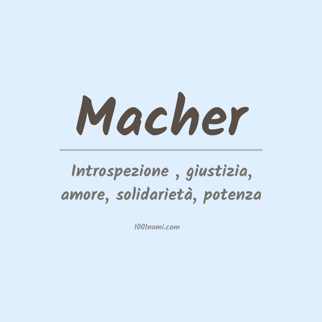 Significato del nome Macher